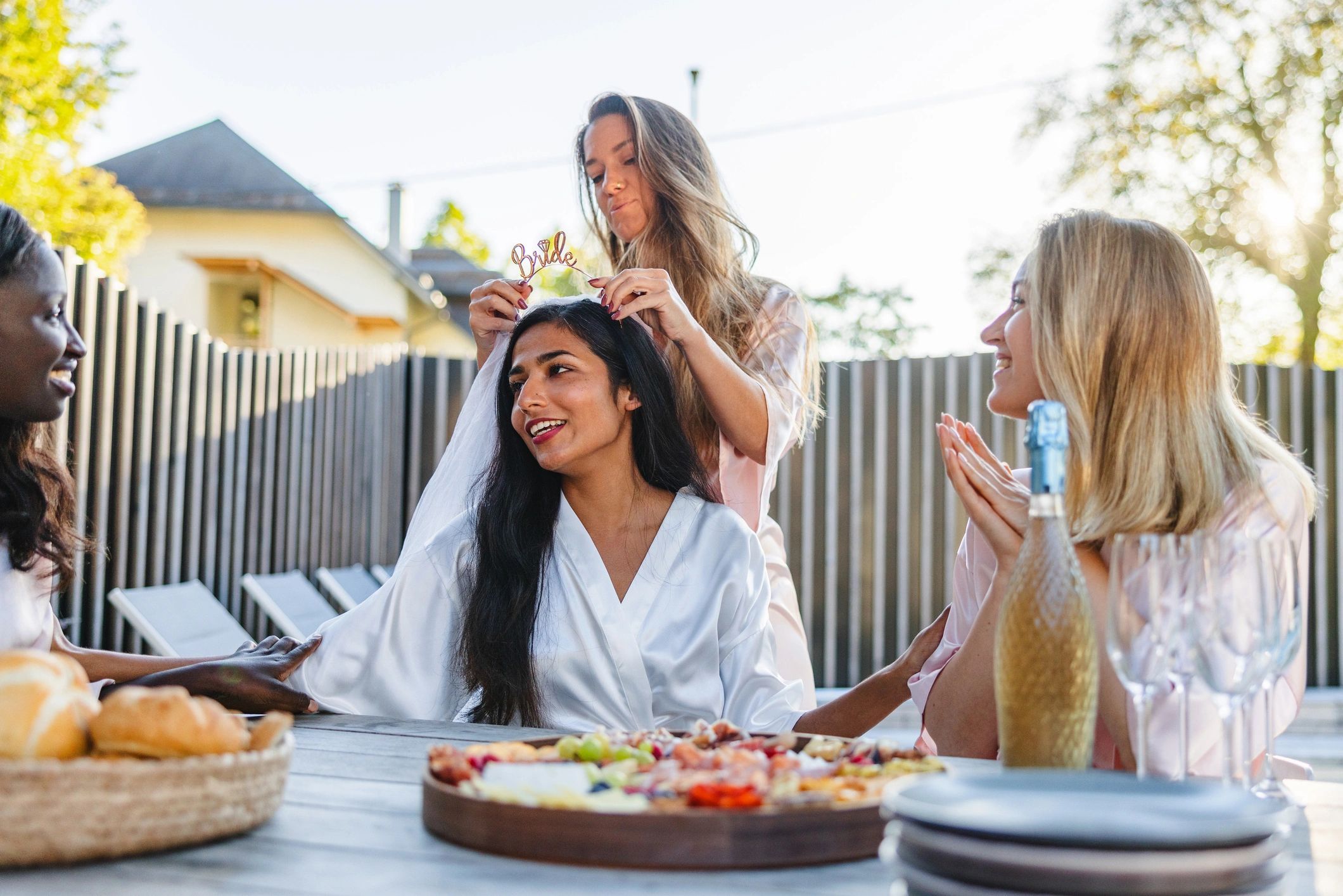 Friends celebrating together at an outdoor event